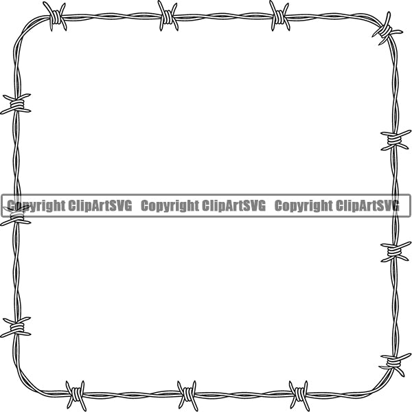 Design Element Barbed Wire Frame Border ClipArt SVG