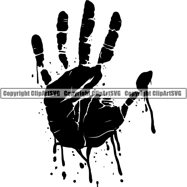 Design Element Bloody Paint Water Liquid Hand Print ClipArt SVG