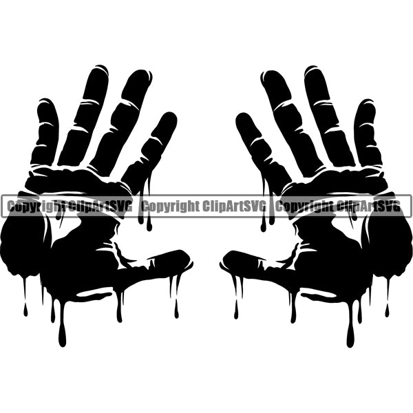 Design Element Bloody Paint Water Liquid Hand Print ClipArt SVG