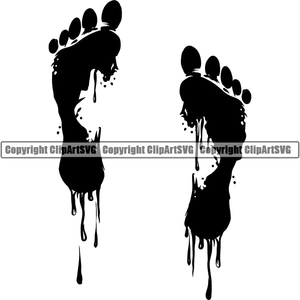 Design Element Bloody Paint Water Liquid Foot Print ClipArt SVG