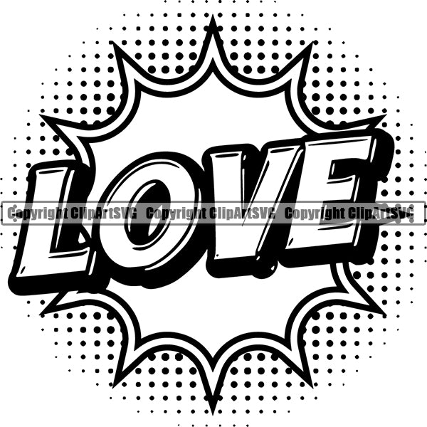 Design Element Callout Speech Bubble Love Comic Book ClipArt SVG