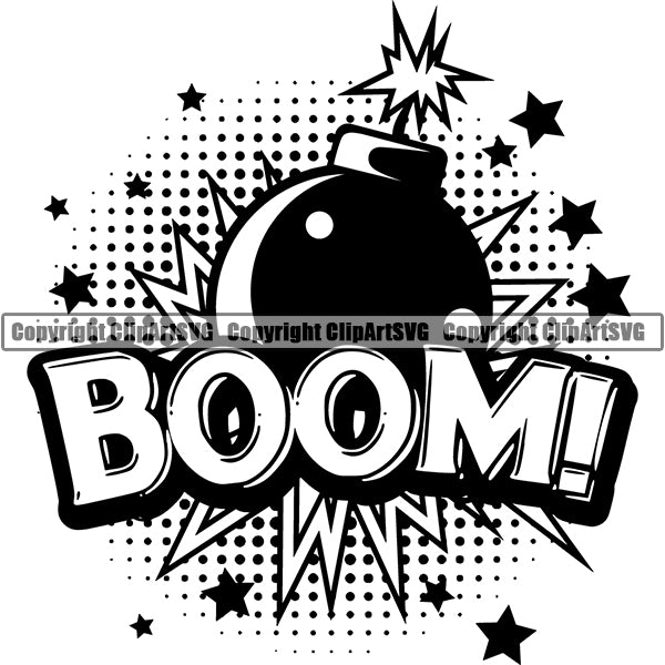 Design Element Callout Bomb Explosion Speech Bubble Comic Book ClipArt SVG