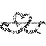 Design Element Metal Chain Link Heart Shackles Handcuffs ClipArt SVG