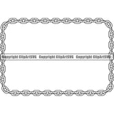 Design Element Metal Chain Link Frame Border ClipArt SVG