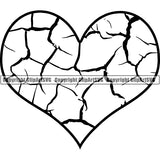 Design Element Cracks Breaks Broken Heart ClipArt SVG