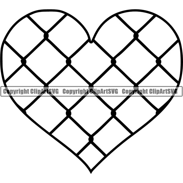 Design Element Heart Shape Chain Link Fence ClipArt SVG