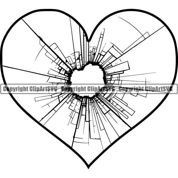 Design Element Broken Heart Shape Glass ClipArt SVG