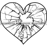 Design Element Broken Heart Shape Glass ClipArt SVG