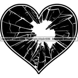 Design Element Broken Heart Shape Glass ClipArt SVG