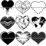 9 Heart Shaped Objects Love Romance Relationships Design Elements BUNDLE ClipArt SVG