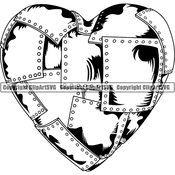 Design Element Metal Heart Shape Fixed Patches ClipArt SVG