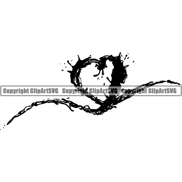 Design Element Heart Shape Water Splash ClipArt SVG