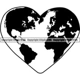 Design Element Heart Shape World Earth Peace Love ClipArt SVG