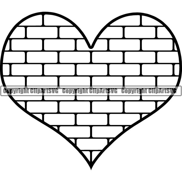 Design Element Heart Shape Brick Wall ClipArt SVG
