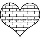 Design Element Heart Shape Brick Wall ClipArt SVG