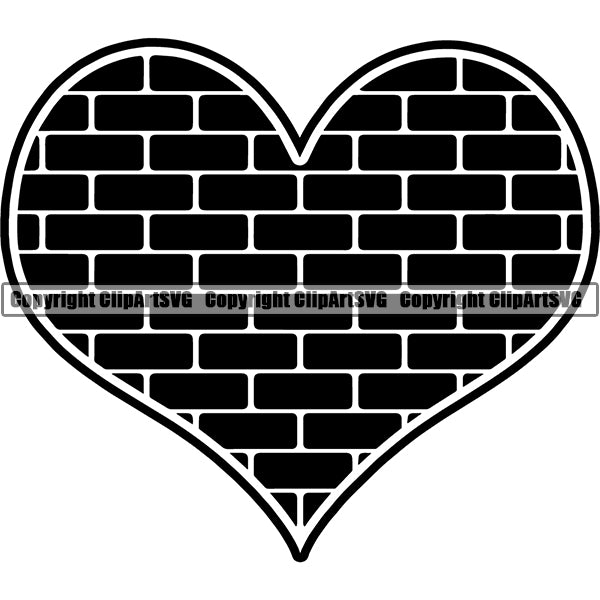 Design Element Heart Shape Wall Bricks ClipArt SVG