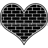 Design Element Heart Shape Wall Bricks ClipArt SVG