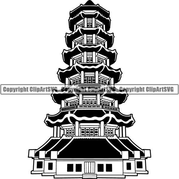 Ethnic Religion Buddha Buddhism Asia Pagoda Tower ClipArt SVG