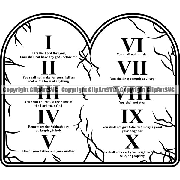 Ethnic Religion Christianity Ten Commandments ClipArt SVG