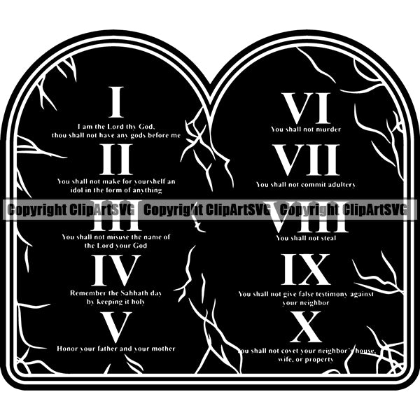 Ethnic Religion Christianity Ten Commandments ClipArt SVG