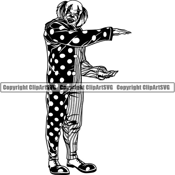 Evil Scary Clown ClipArt SVG