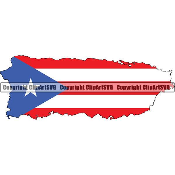 Country Flag Map Puerto Rico ClipArt SVG