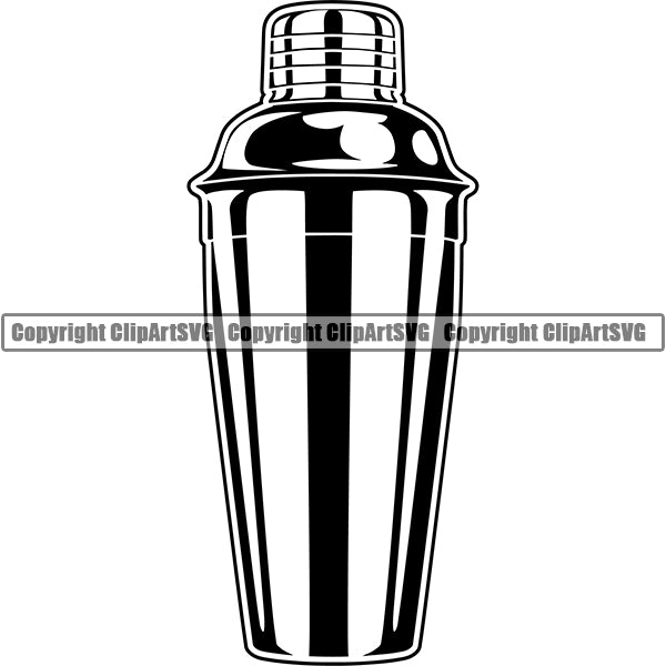 Shaker Mixer Mixed Drink Alcohol Liquor Drinking ClipArt SVG