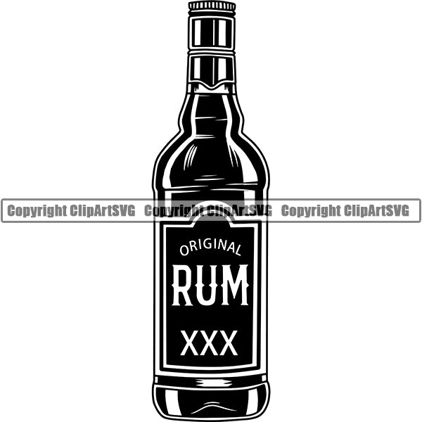 Alcohol Bottle Liquor Drink Drinking ClipArt SVG