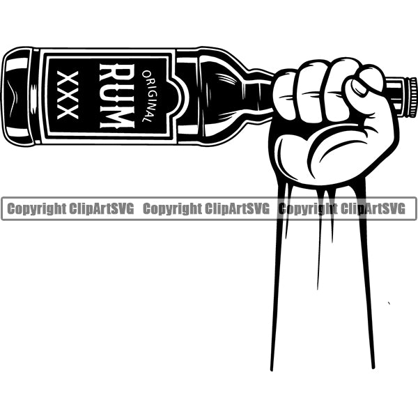 Alcohol Bottle Liquor Drink Drinking ClipArt SVG