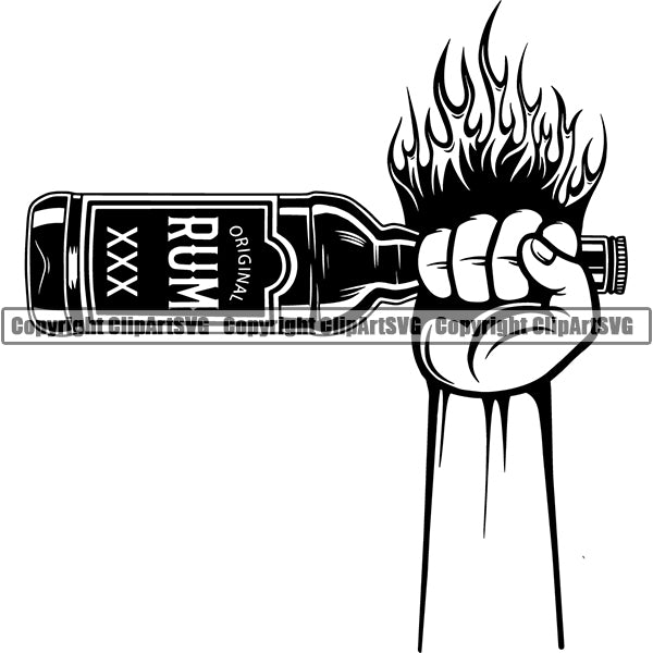 Alcohol Bottle Liquor Drink Drinking ClipArt SVG