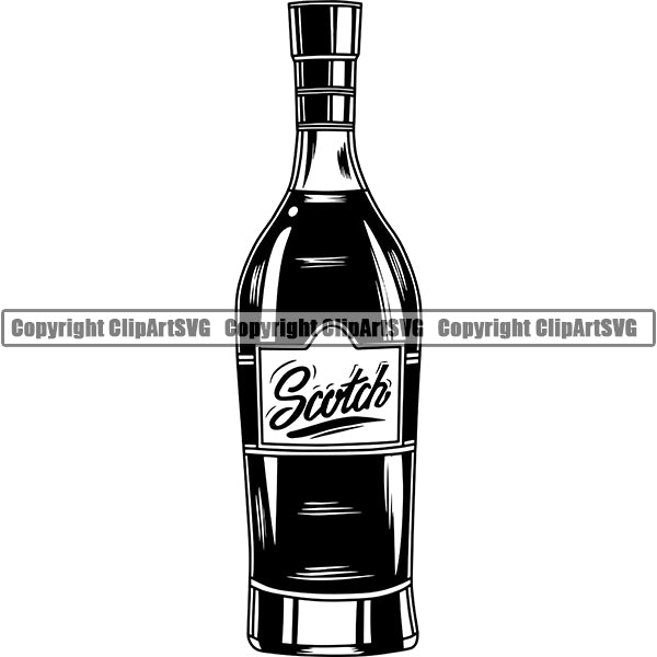 Alcohol Bottle Liquor Drink Drinking ClipArt SVG