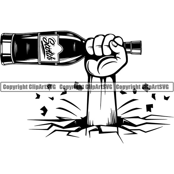 Alcohol Bottle Liquor Drink Drinking ClipArt SVG