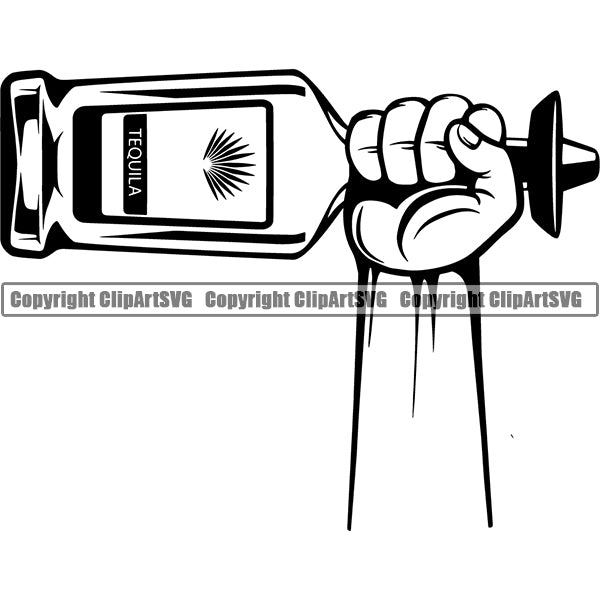 Alcohol Bottle Liquor Drink Drinking ClipArt SVG