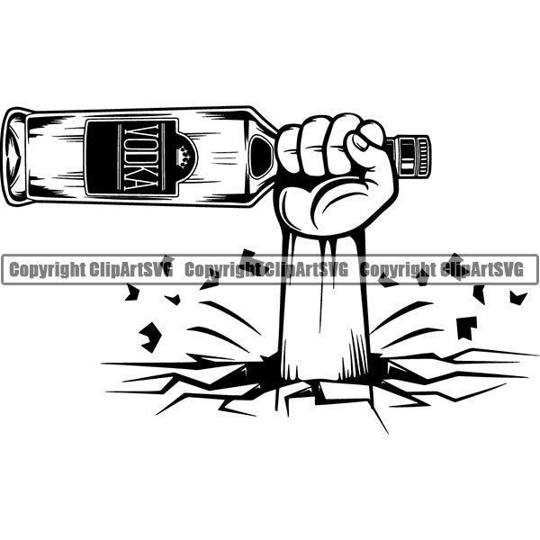 Alcohol Bottle Liquor Drink Drinking ClipArt SVG