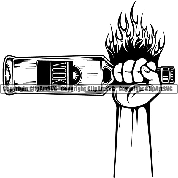 Alcohol Bottle Liquor Drink Drinking ClipArt SVG