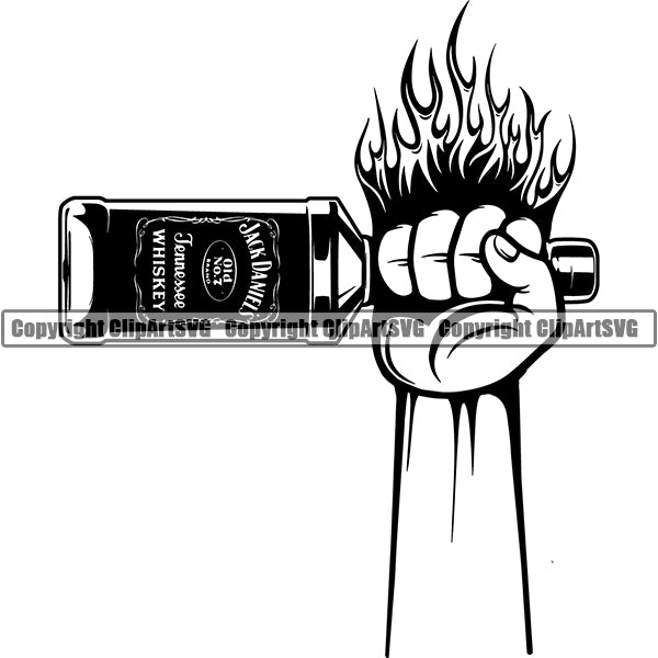 Alcohol Bottle Liquor Drink Drinking ClipArt SVG