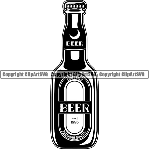 Beer Bottle Alcohol Liquor Drink Drinking Emblem Logo ClipArt SVG