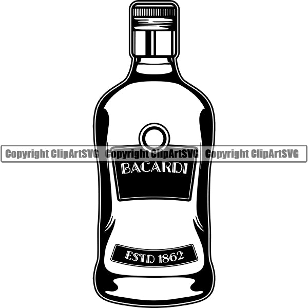 Alcohol Bottle Liquor Drink Drinking ClipArt SVG