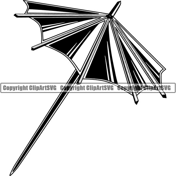 Fruit Cocktail Mixed Drink Umbrella Alcohol Liquor Drinking ClipArt SVG