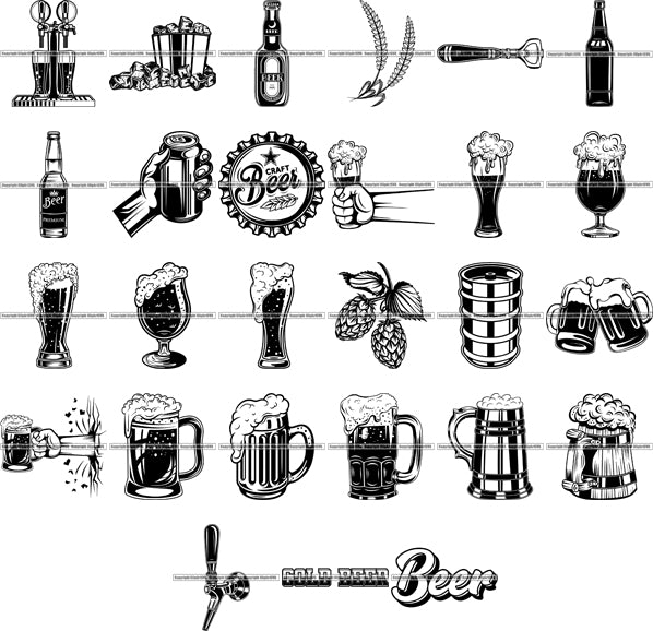 27 Beer Drinking Top Selling Designs Mug Bottle Can Logo SUPER BUNDLE ClipArt SVG