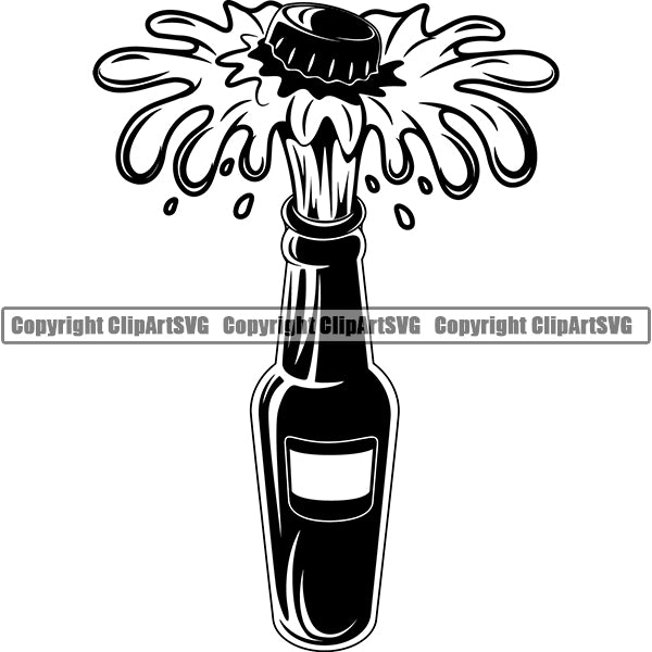 Beer Bottle Alcohol Liquor Drink Drinking Emblem Logo ClipArt SVG