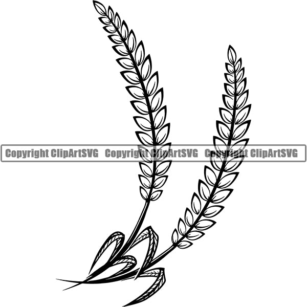 Beer Barley Hops Wheat Leaf Alcohol Liquor Drink Drinking Emblem Logo ClipArt SVG