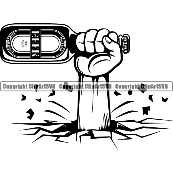 Beer Alcohol Liquor Hand Holding Drink Drinking ClipArt SVG