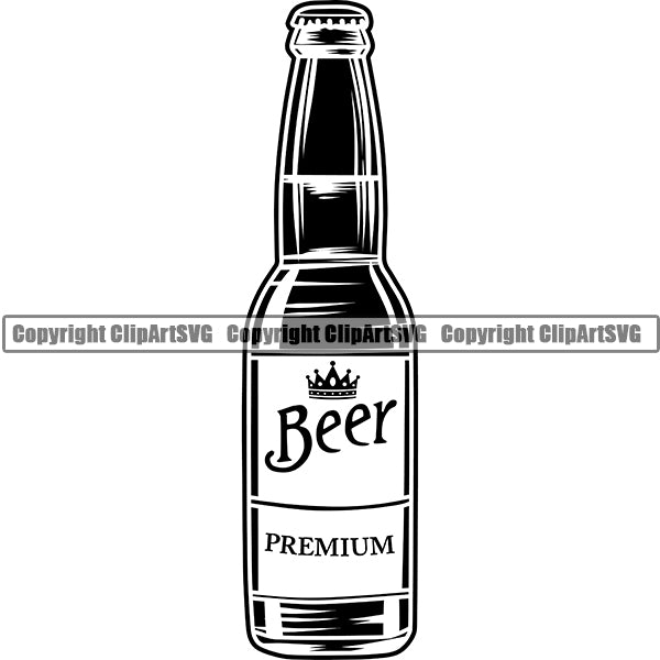 Beer Bottle Alcohol Liquor Drink Drinking Emblem Logo ClipArt SVG