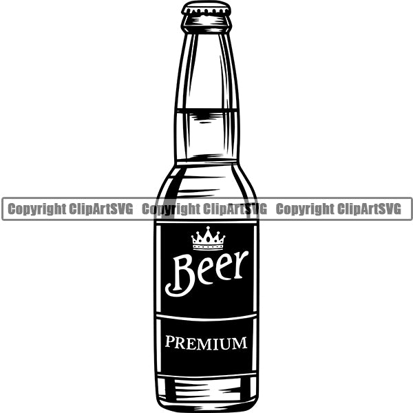 Beer Bottle Alcohol Liquor Drink Drinking Emblem Logo ClipArt SVG