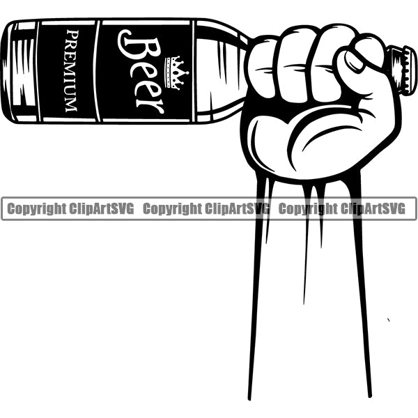 Beer Alcohol Liquor Hand Holding Drink Drinking ClipArt SVG