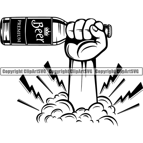 Beer Alcohol Liquor Hand Holding Drink Drinking ClipArt SVG