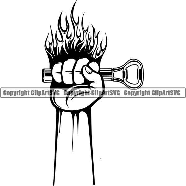 Beer Bottle Opener Alcohol Liquor Drink Drinking ClipArt SVG