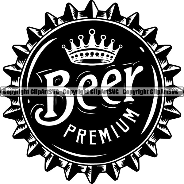Beer Bottle Cap Lid Top Alcohol Liquor Drink Drinking ClipArt SVG