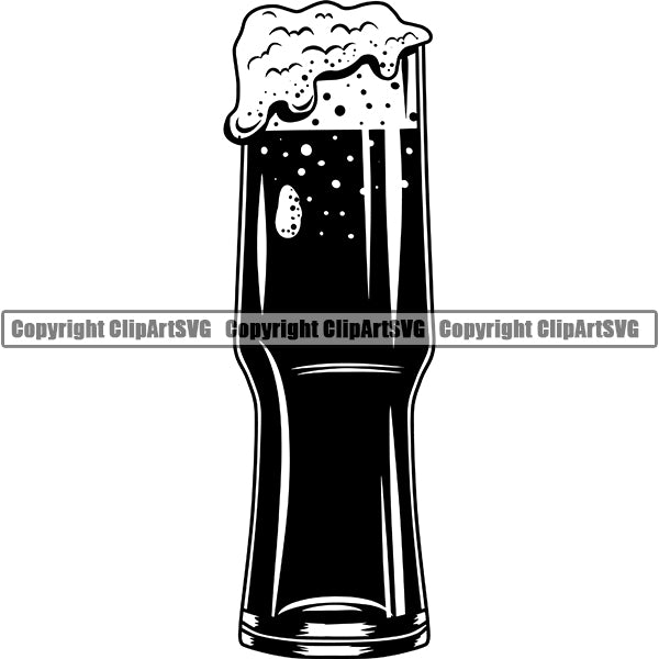 Beer Glass Foam Alcohol Liquor Drink Drinking Emblem Logo ClipArt SVG